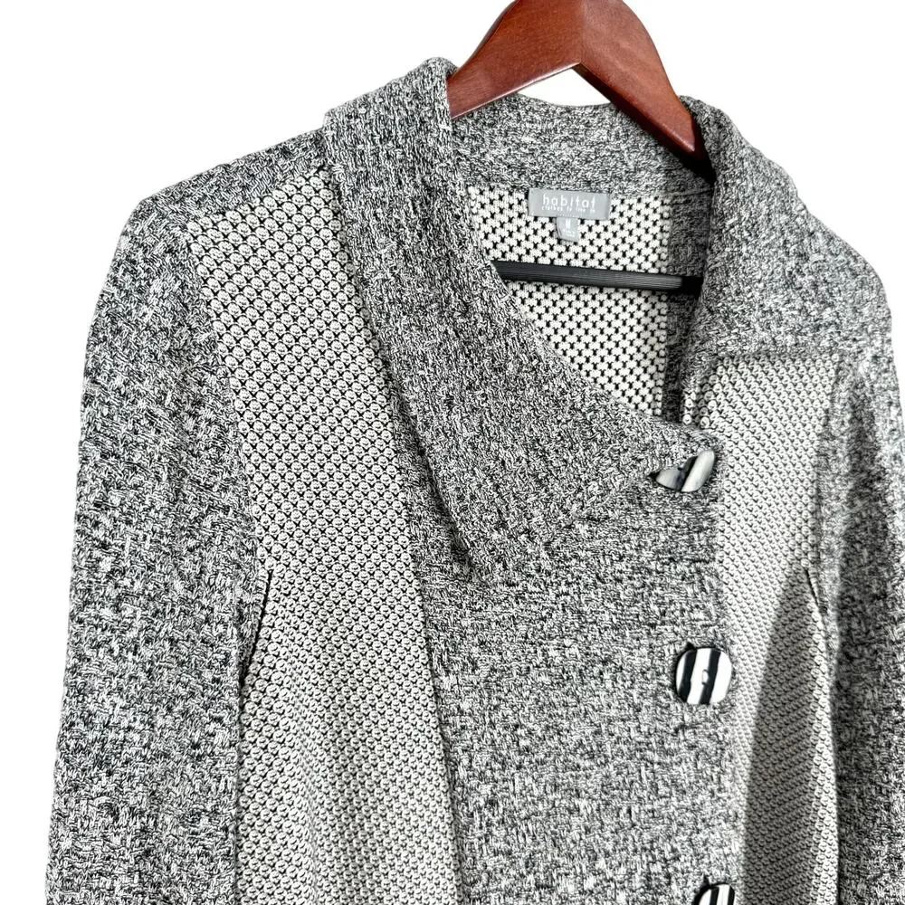 Habitat Sz Medium Black White Wearable Art to Wear Artsy Jacket Blouse Shirt Top - Picture 4 of 8